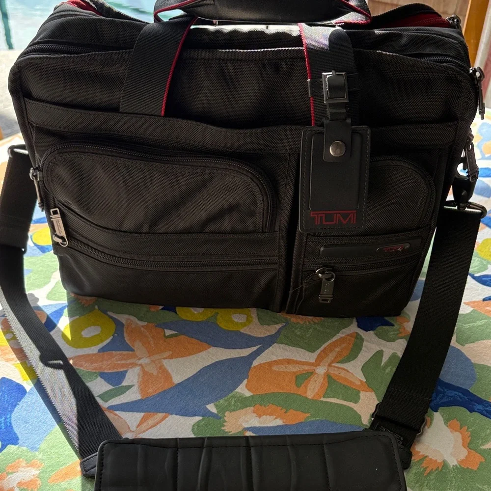 TUMI Black and Red Men's Briefcase